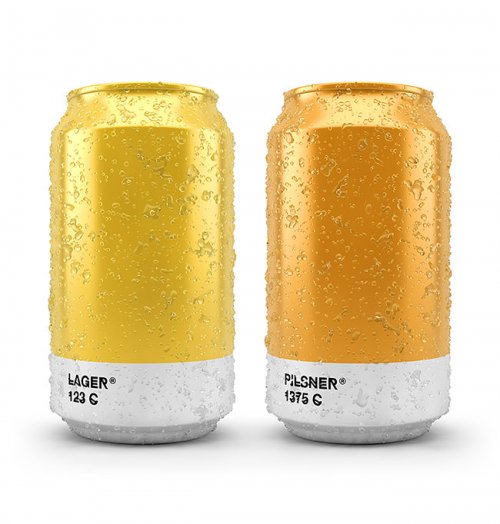 Этикетки на пивные банки и бутылки с оттенками Pantone, соответствующими сорту пива