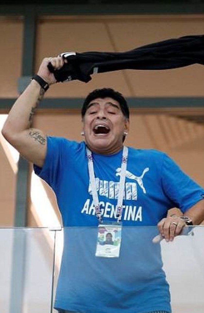 Диего Марадона на матче Аргентина - Хорватия