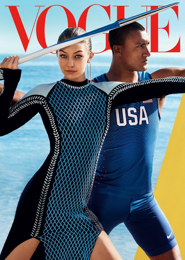 Джиджи Хадид и Эштон Итон в Vogue