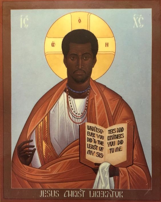 Иконы и религиозные иллюстрации с черным Иисусом