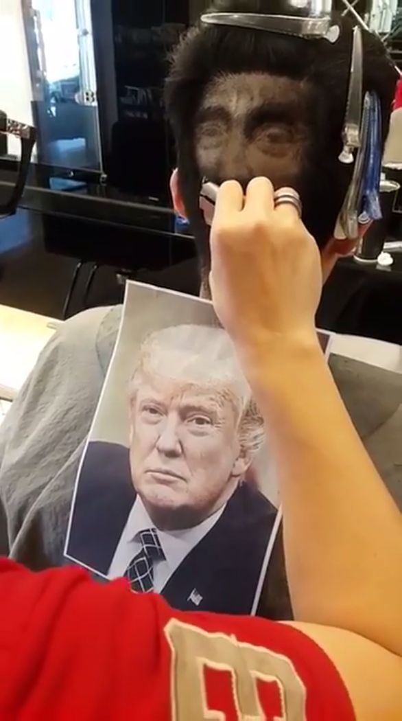 Тайванец выстриг себе на голове Дональда Трампа