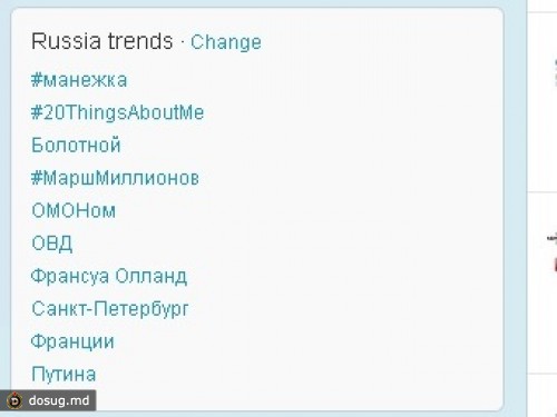 "Манежка" возглавила список трендов русскоязычного Twitter