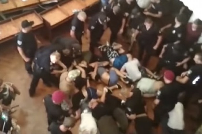 Массовую драку украинских депутатов сняли на видео