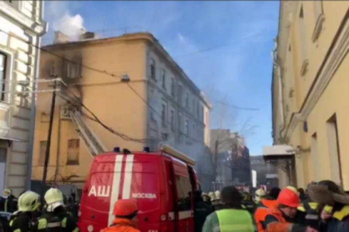 Появилось видео с места пожара в столичной консерватории имени Чайковского