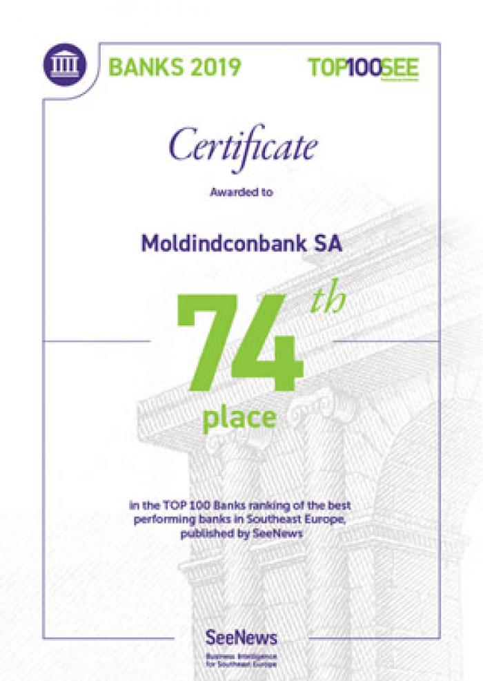 MOLDINDCONBANK – ÎN TOPUL CELOR MAI RENTABILE BĂNCI DIN EUROPA DE SUD-EST