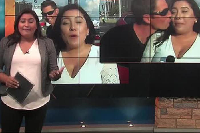 Мужчина поцеловал журналистку в прямом эфире и пошел под суд