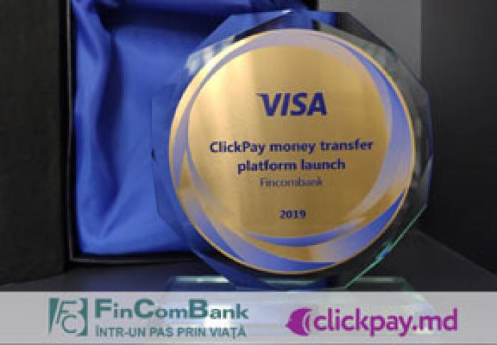 FINCOMBANK УДОСТОЕН НАГРАДЫ ОТ VISA ЗА ВНЕДРЕНИЕ УНИКАЛЬНОЙ ПЛАТФОРМЫ В МОЛДОВЕ CLICKPAY.MD