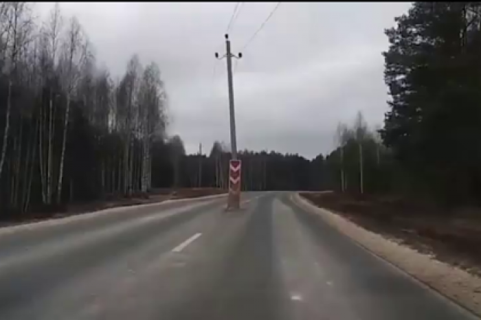 В России нашли дорогу со столбами посередине