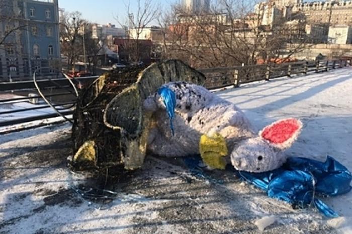 Появилось видео сожжения символа года за 670 тысяч рублей во Владивостоке