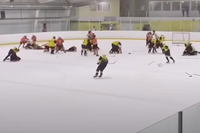 Массовая драка юных российских хоккеистов попала на видео