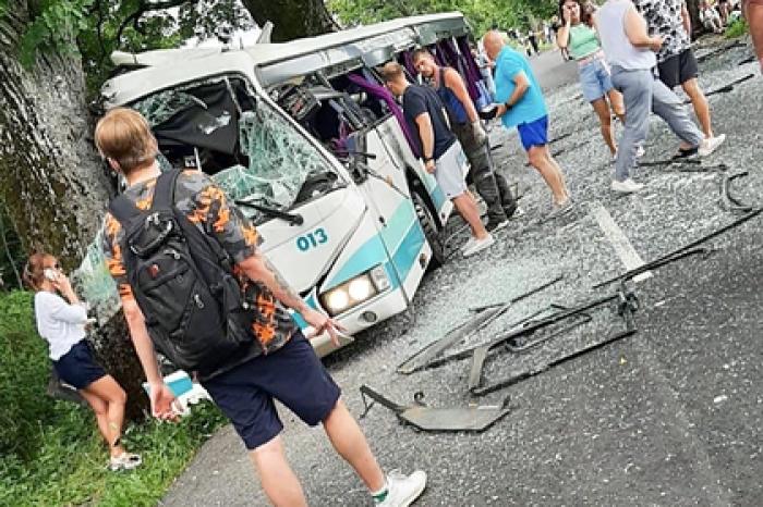 В российском регионе автобус врезался в дерево