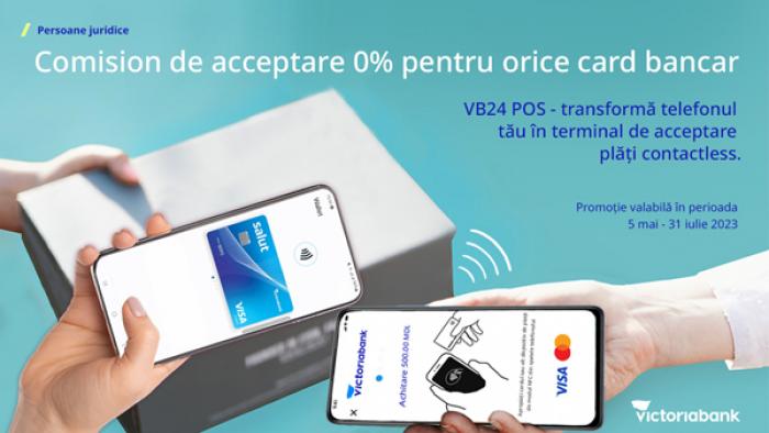 COMISION DE ACCEPTARE 0% LA ORICE CARD BANCAR: VB24 POS TRANSFORMĂ TELEFONUL TĂU ÎN TERMINAL DE ACCEPTARE PLĂȚI CONTACTLESS!