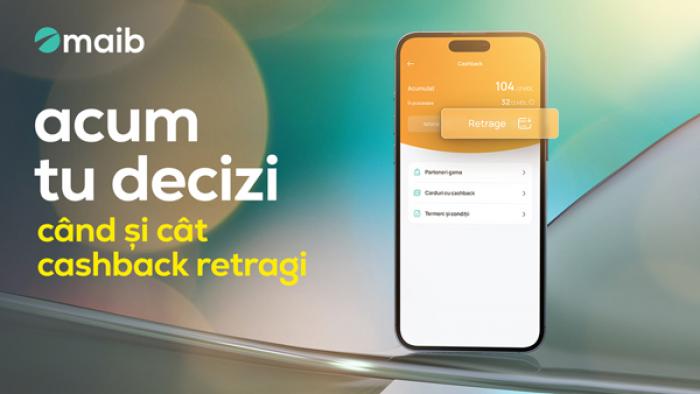 UN NOU BENEFICIU MAIB GAMA: ACUM TU DECIZI CÂND ȘI CE CASHBACK RETRAGI