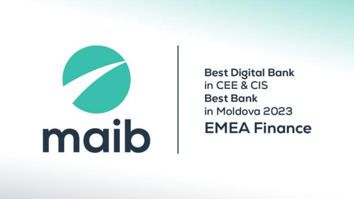 MAIB A FOST DESEMNATĂ CEA MAI DIGITALĂ BANCĂ DIN REGIUNE DE CĂTRE EMEA FINANCE