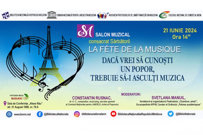 BIBLIOTECA NAȚIONALĂ VA GĂZDUI SALONUL MUZICAL LA FÊTE DE LA MUSIQUE