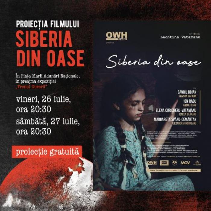 Proiecția filmului „Siberia din oase”, în preajma expoziției „Trenul Durerii”