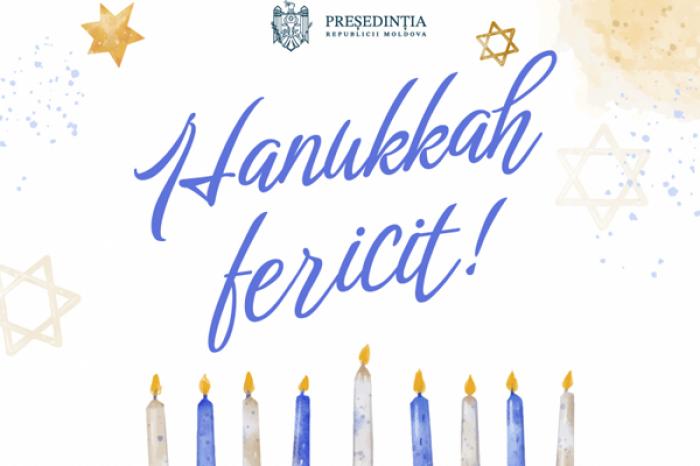 PREȘEDINTA MAIA SANDU FELICITĂ EVREII CU S{RB{TOAREA „HANUKA”