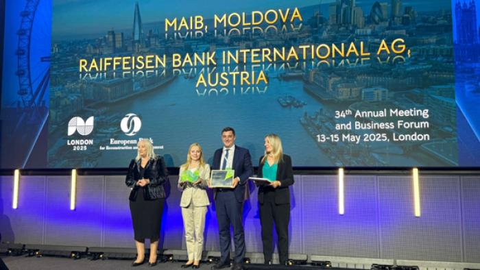 Maib получил награду от ЕБРР за Первую Зеленую Сделку в рамках программы TFP 2024 — «Green Trade Deal of The Year»