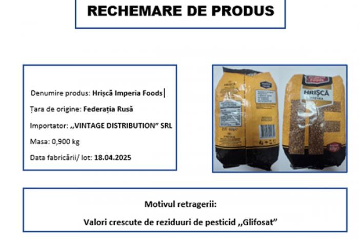ANSA A DEPISTAT PESTICIDE ÎN HRIȘCA DIN RUSIA, RECOMANDÂND SĂ NU FIE CONSUMAT PRODUSUL