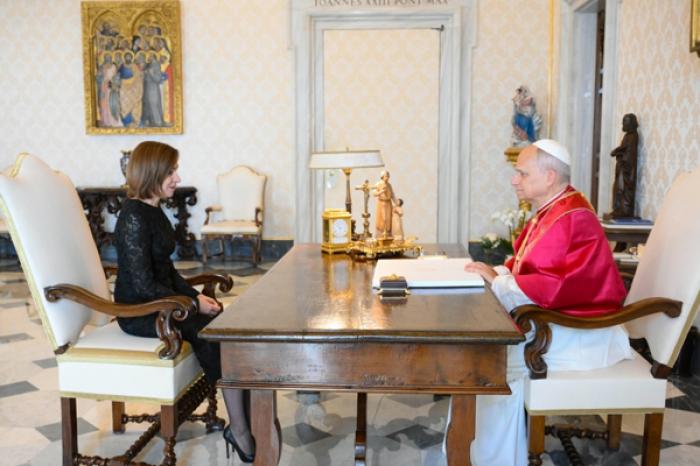 PAPA LEO AL XIV-LEA A PRIMIT-O ÎN AUDIENȚĂ PE PREȘEDINTA REPUBLICA MOLDOVA, MAIA SANDU