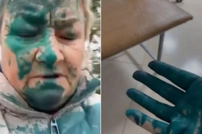 PERSOANĂ NECUNOSCUTĂ A TURNAT CU VERDE DE BRILIANT PESTE ACTIVISTA MARIA OLARI