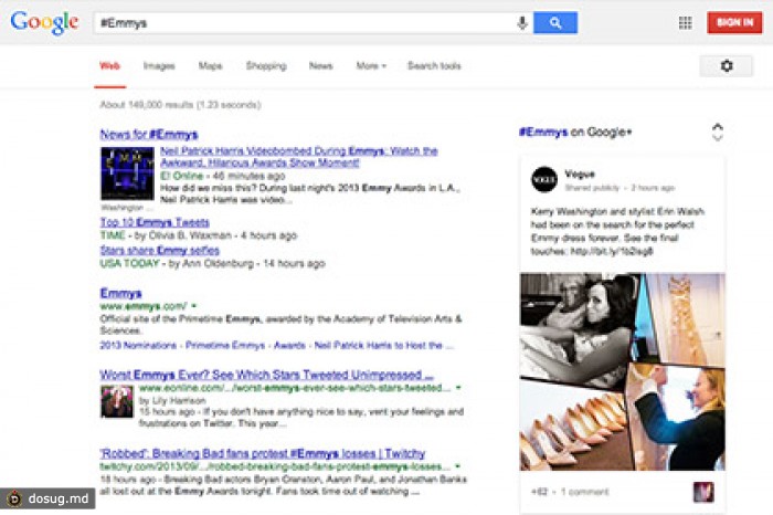 Google научился искать по хэштегам