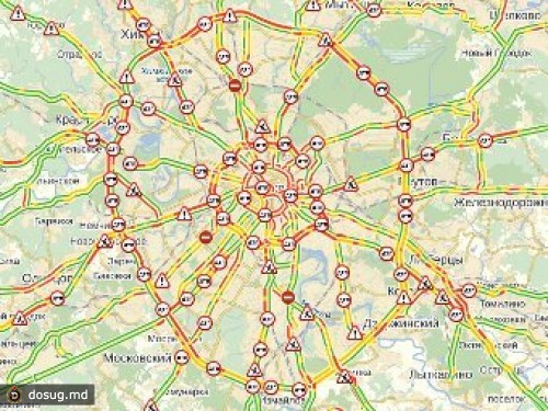 Москва встала в 10-балльных пробках