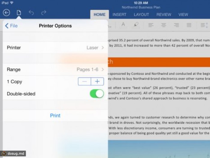 Office для iPad научили печатать