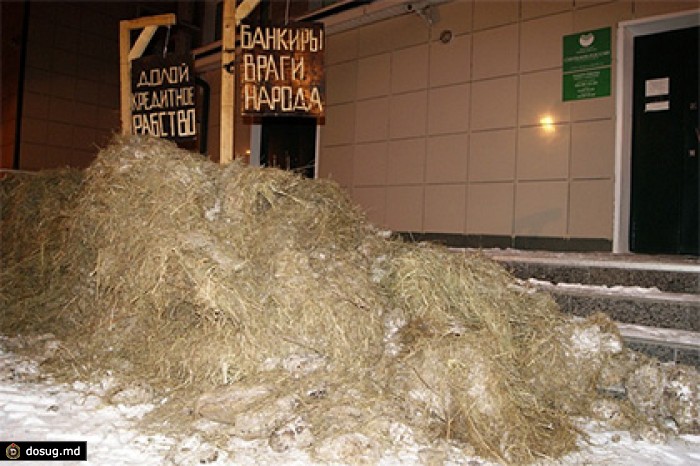 Полиция задержала вывалившего навоз у Сбербанка новосибирского фермера