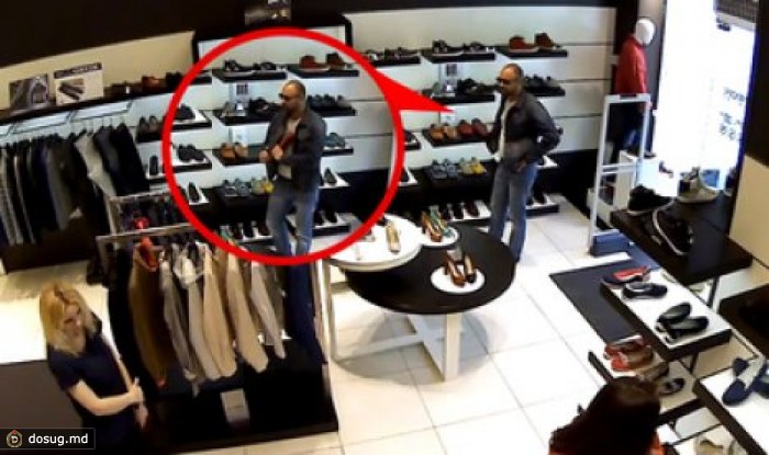 В Кишинёве вор украл из магазина красные мокасины разного размера. ВИДЕО