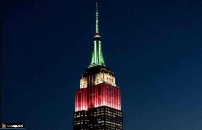 В Нью-Йорке Empire State Building окрасили в цвета итальянского флага. ФОТО