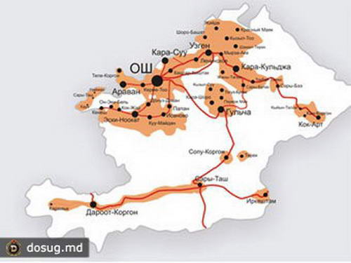 Карта ошской области
