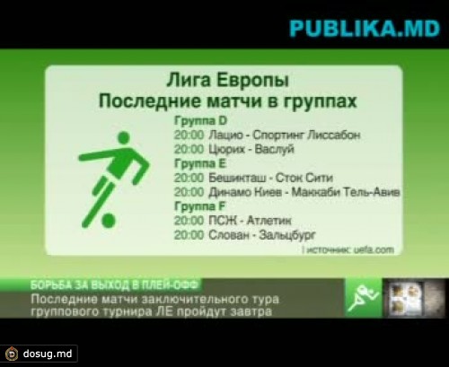 Заключительные матчи в шести группах футбольной Лиги Европы