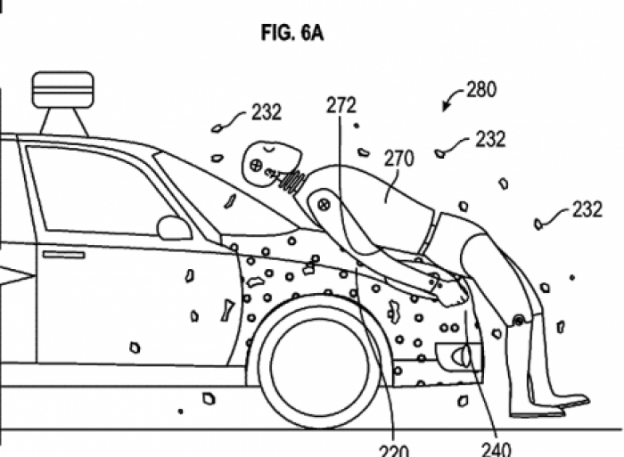 Новый патент Google: пешеход прилипает к автомобилю при столкновении