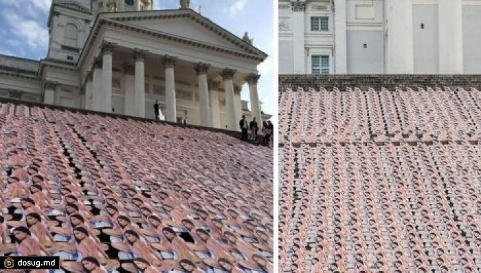 Тысяча полуголых Ники Минаж появилась на ступеньках собора в Хельсинки