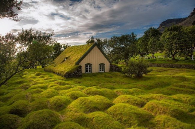 Уникальная дерновая церковь в Исландии