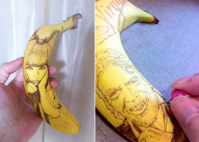 Daisuke Skagami: рисунки на банановой кожуре