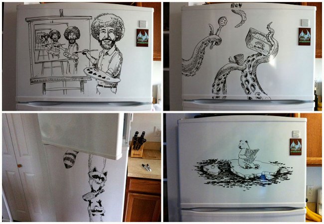 Рисунки на холодильнике от Чарли Лейтона