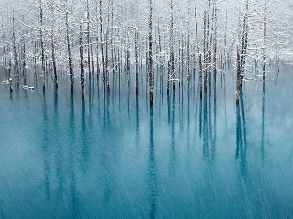 Хоккайдо голубой пруд в Японии