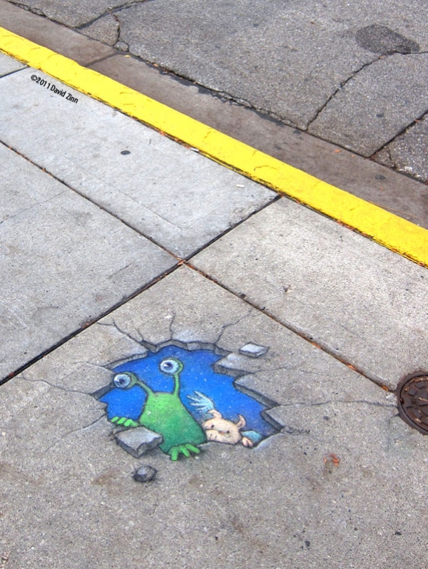 Забавные рисунки Дэвида Зинна (David Zinn) на улицах городов