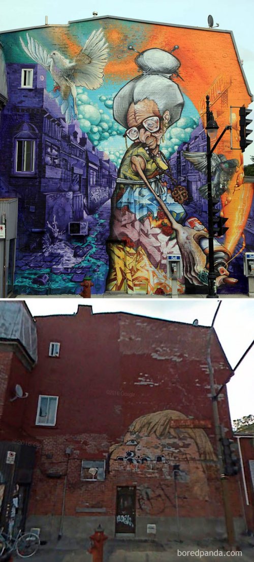 Улицы до и после стрит-арт перевоплощения