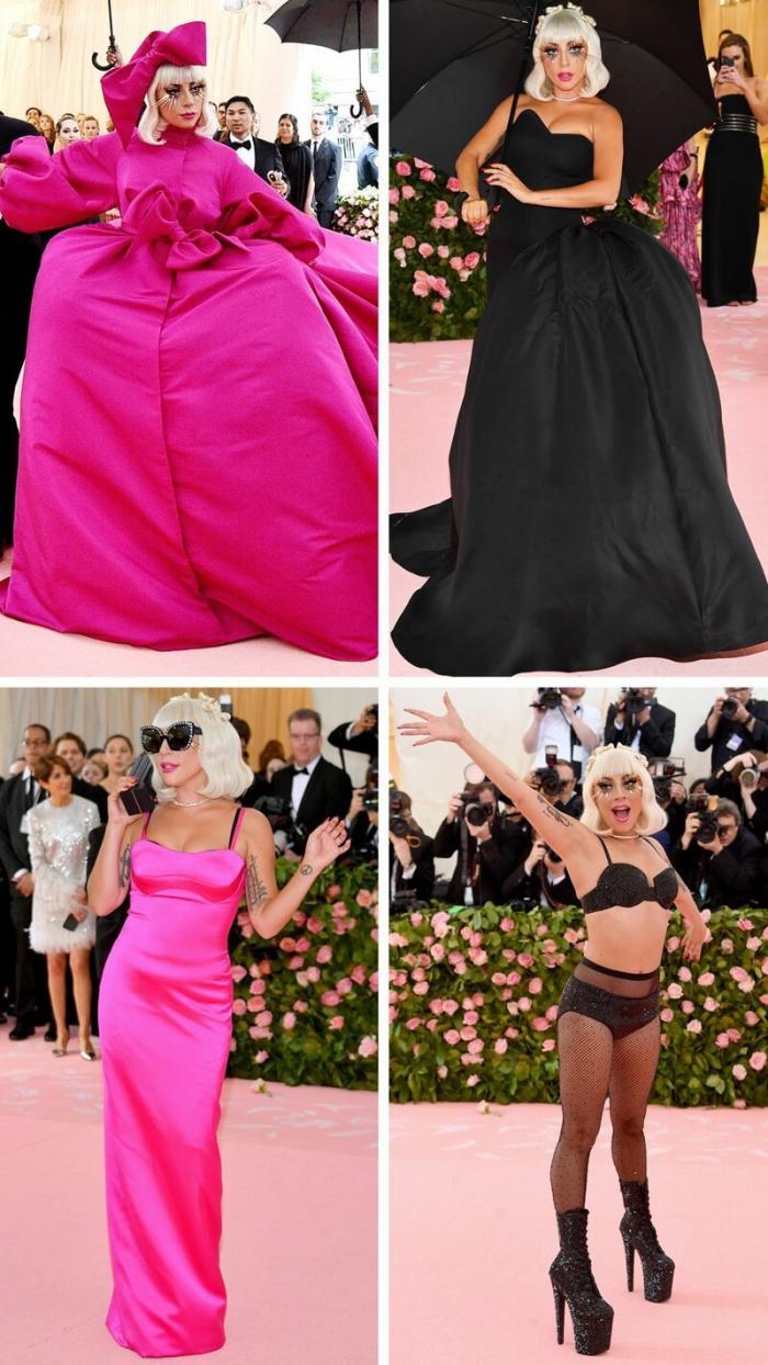 1. Леди Гага, в своем стиле, переоделась 4 раза на ковровой дорожке, один выход был в белье 
