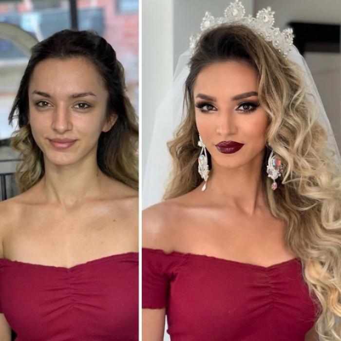 Невесты до и после профессионального макияжа