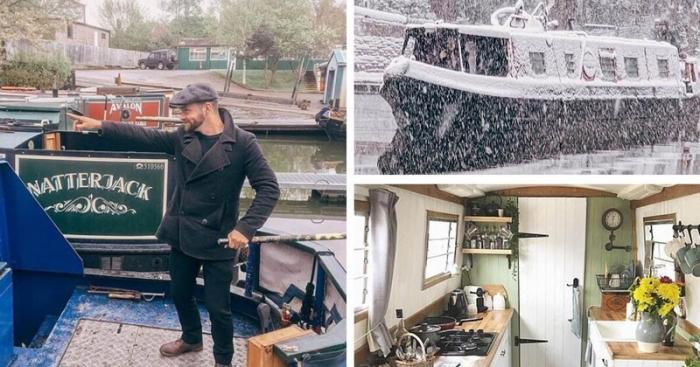 Парочка англичан отреставрировала старую лодку и переехала на нее жить