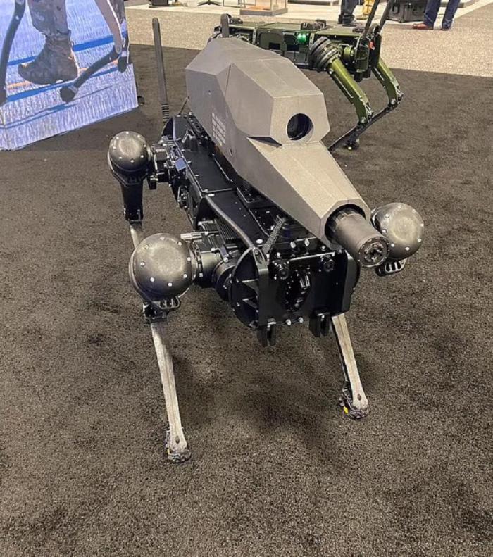 Американцы показали роботизированную собаку с винтовкой.